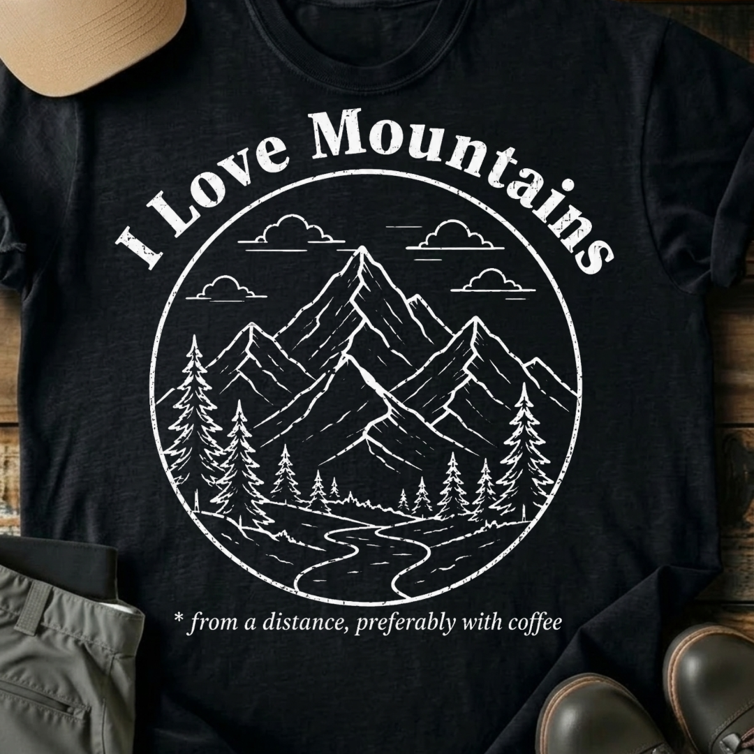 Printify T-Shirt Black / S I Love Mountains T-Shirt I Love Mountains T-Shirt