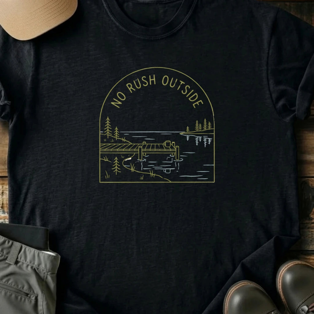 Printify T-Shirt Black / S No Rush Outside T-Shirt No Rush Outside T-Shirt