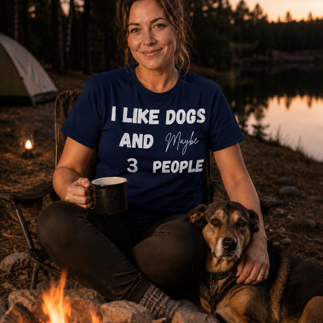 Printify T-Shirt I Like Dogs and Maybe 3 People T-Shirt I Like Dogs and Maybe 3 People T-Shirt