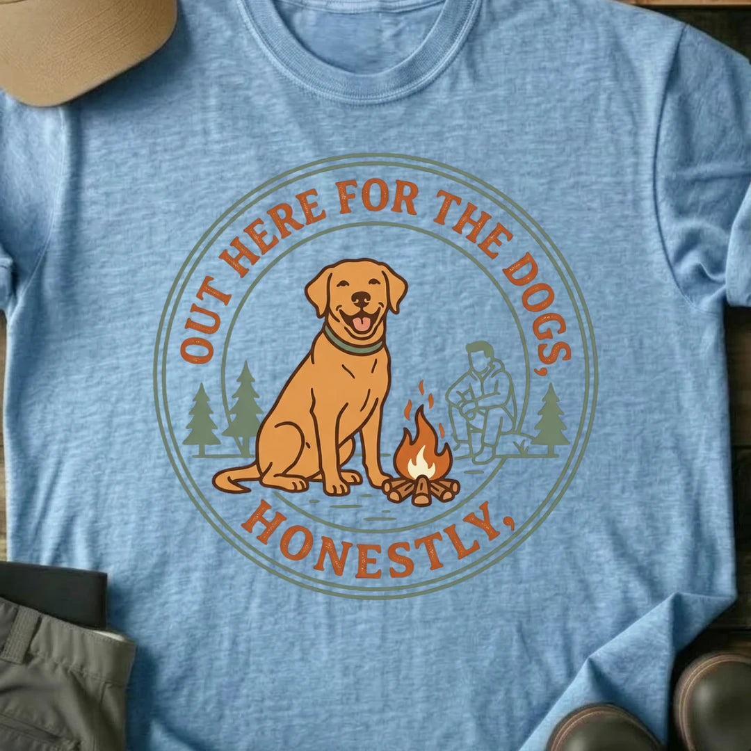 Printify T-Shirt Light Blue / S out here for the dogs out here for the dogs