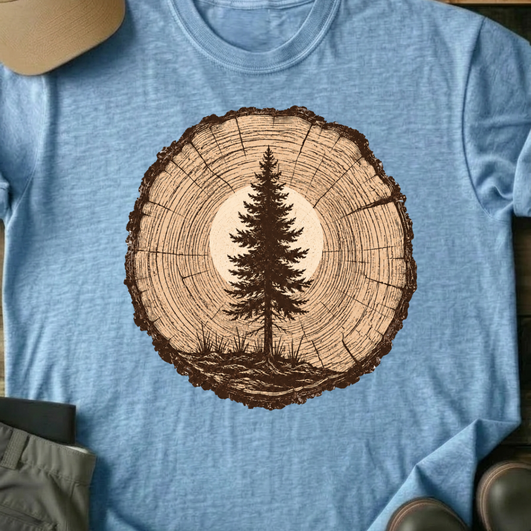 Printify T-Shirt Light Blue / S Tree Ring Pine T-Shirt Tree Ring Pine T-Shirt
