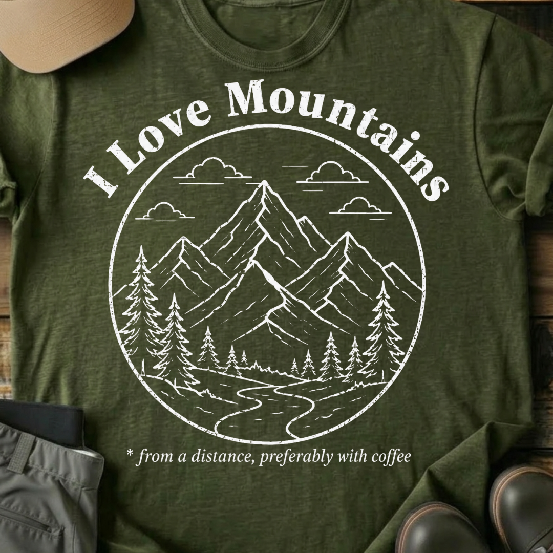 Printify T-Shirt Military Green / S I Love Mountains T-Shirt I Love Mountains T-Shirt