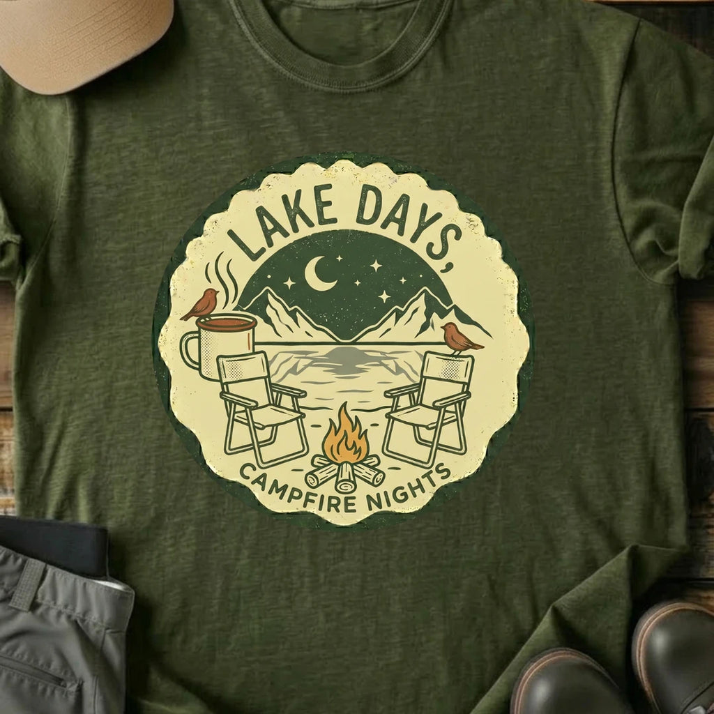Printify T-Shirt Military Green / S Lake Days T-Shirt Lake Days T-Shirt