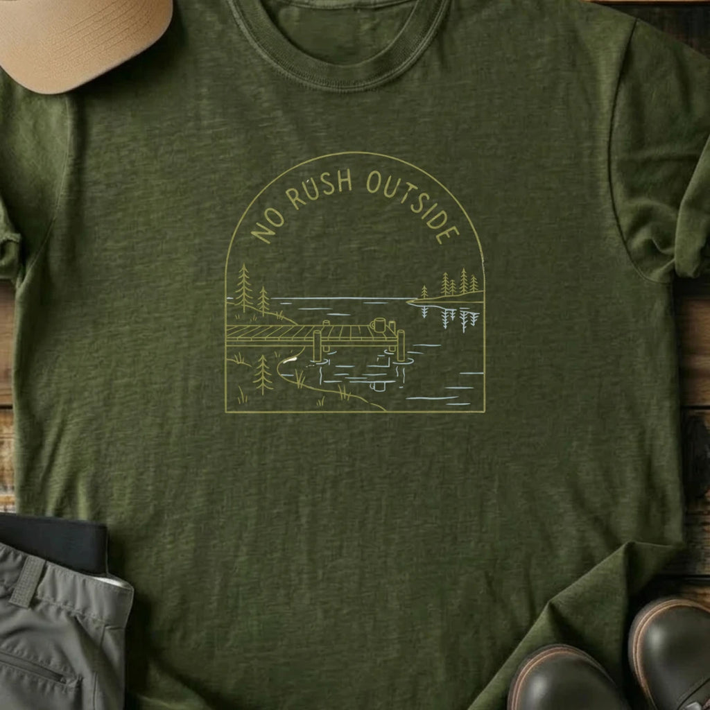 Printify T-Shirt Military Green / S No Rush Outside T-Shirt No Rush Outside T-Shirt
