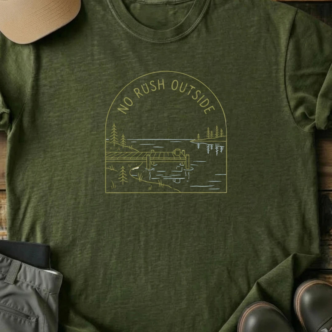 Printify T-Shirt Military Green / S No Rush Outside T-Shirt No Rush Outside T-Shirt