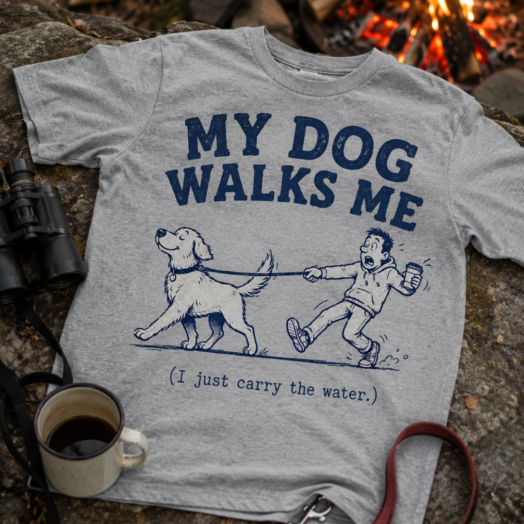 Printify T-Shirt “My Dog Walks Me (I Just Carry the Water)” Funny Pet Tee “My Dog Walks Me (I Just Carry the Water)” Funny Pet Tee