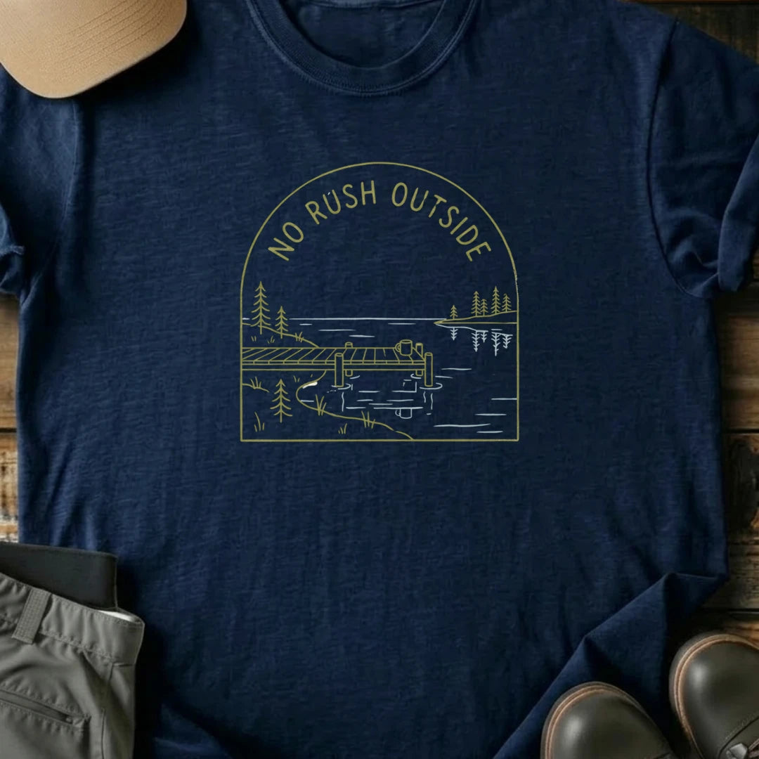 Printify T-Shirt Navy / S No Rush Outside T-Shirt No Rush Outside T-Shirt