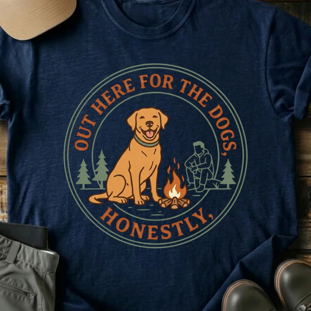 Printify T-Shirt Navy / S out here for the dogs out here for the dogs