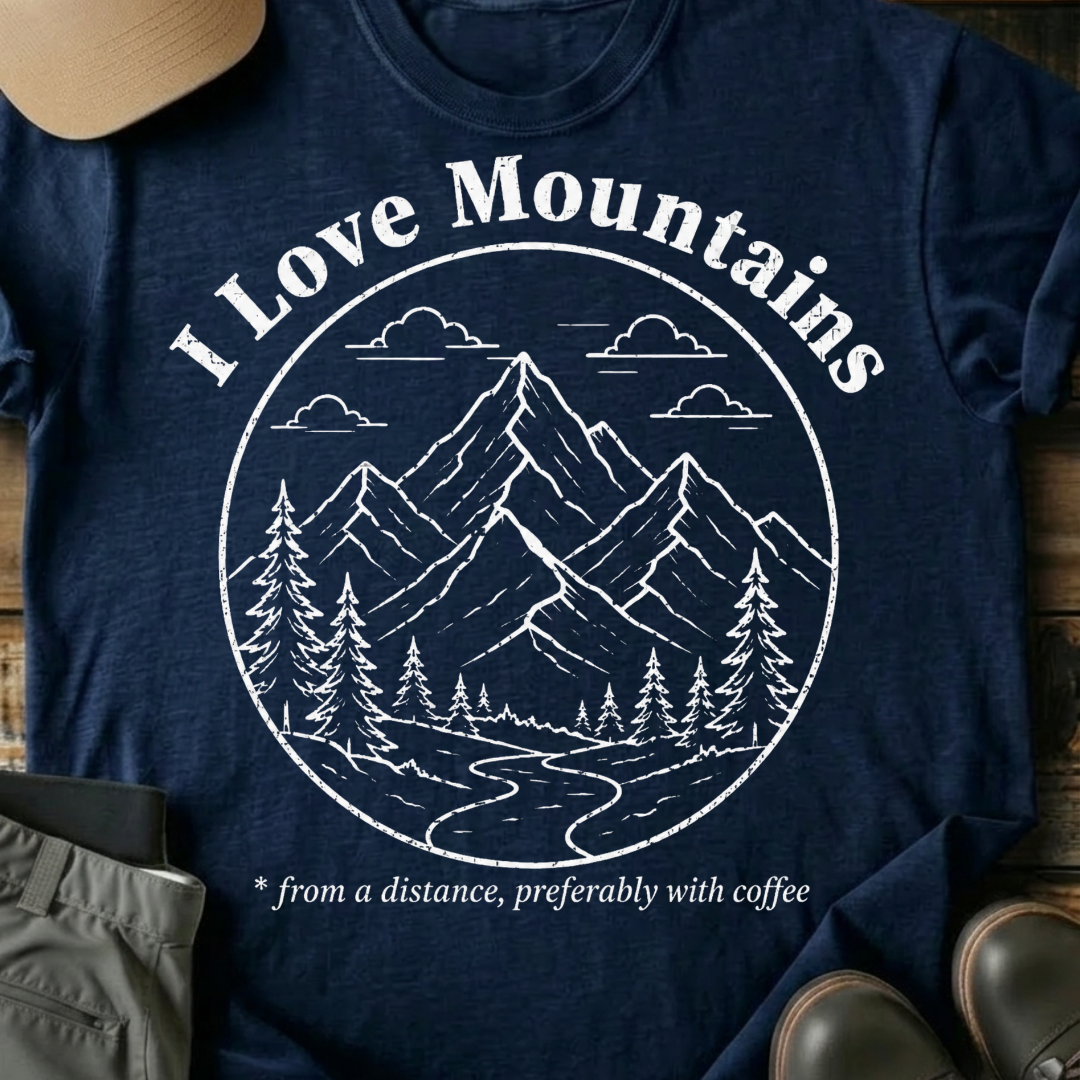 Printify T-Shirt Navy / XS I Love Mountains T-Shirt I Love Mountains T-Shirt