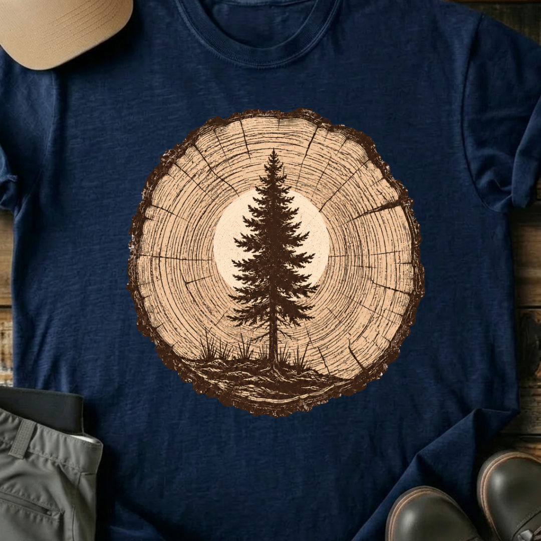 Printify T-Shirt Navy / XS Tree Ring Pine T-Shirt Tree Ring Pine T-Shirt