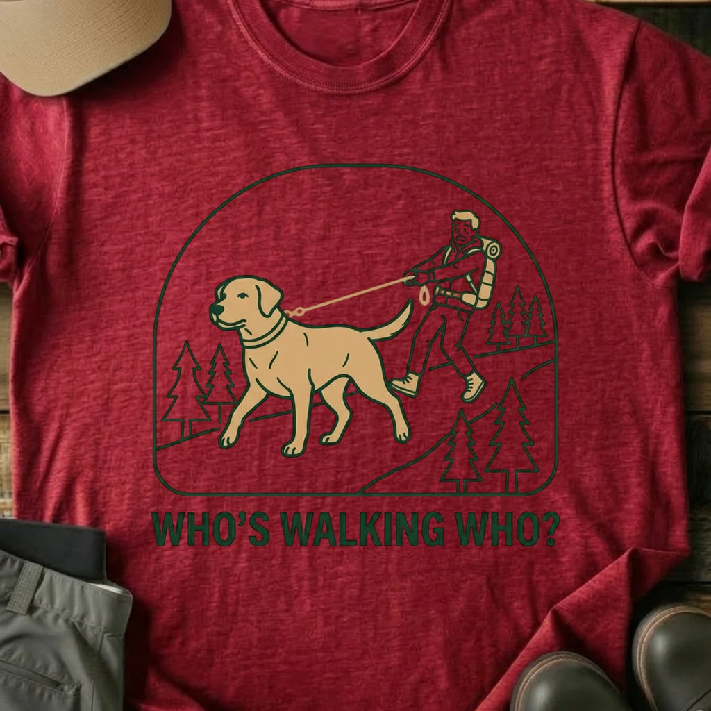 Printify T-Shirt Red / S whos walking who whos walking who