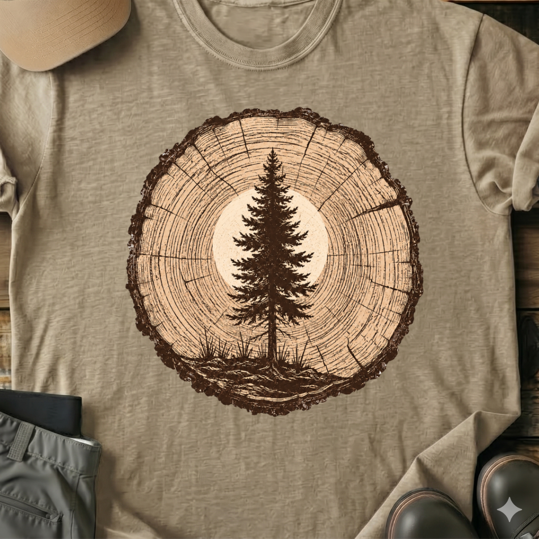 Printify T-Shirt Sand / S Tree Ring Pine T-Shirt Tree Ring Pine T-Shirt