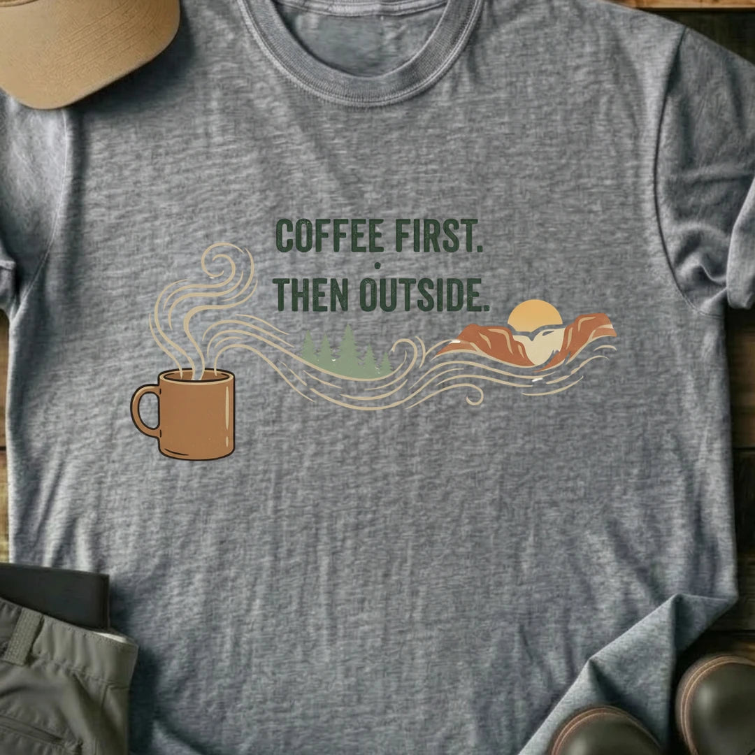 Printify T-Shirt Sport Grey / S Coffee First T-Shirt Coffee First T-Shirt